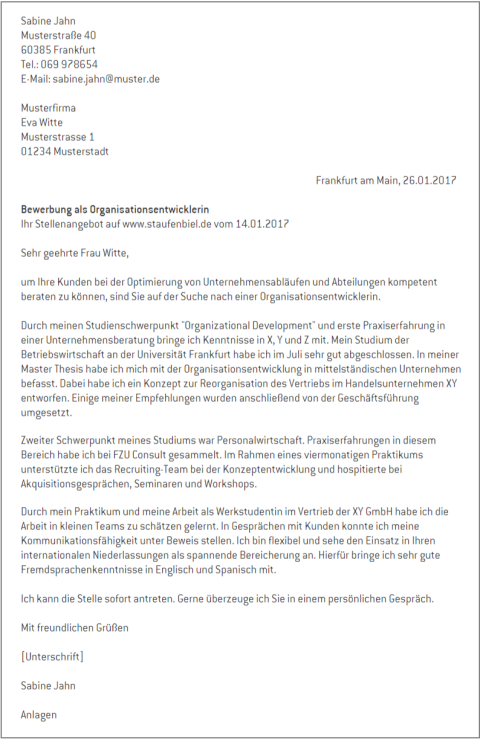 Muster Anschreiben Musteranschreiben